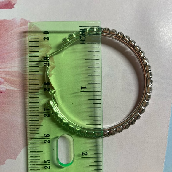 Platinum plated Rhinestone hoop earrings - Picture 4 of 4
